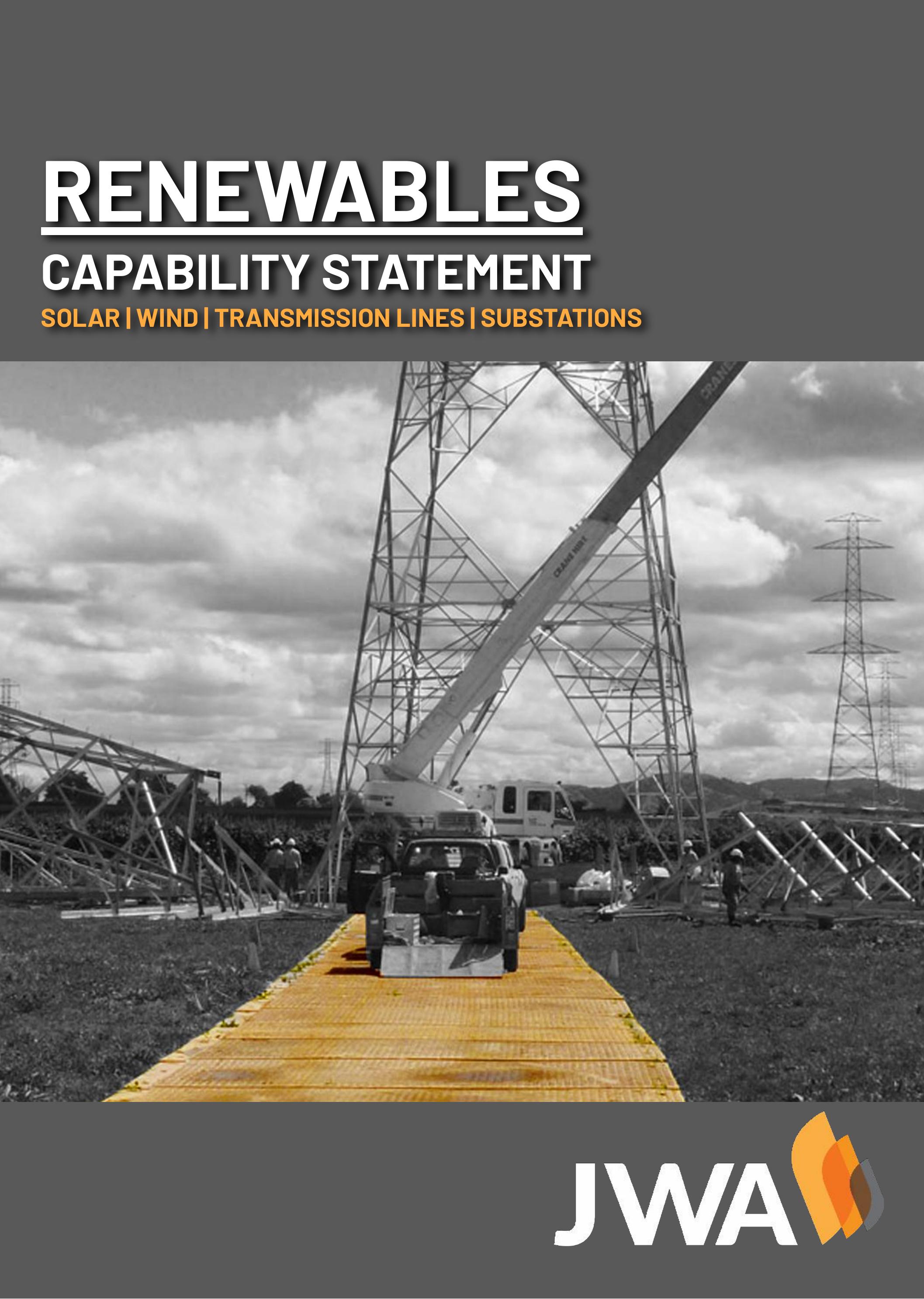 JWA Renewables and Utilities Capability Statement Capability Statement